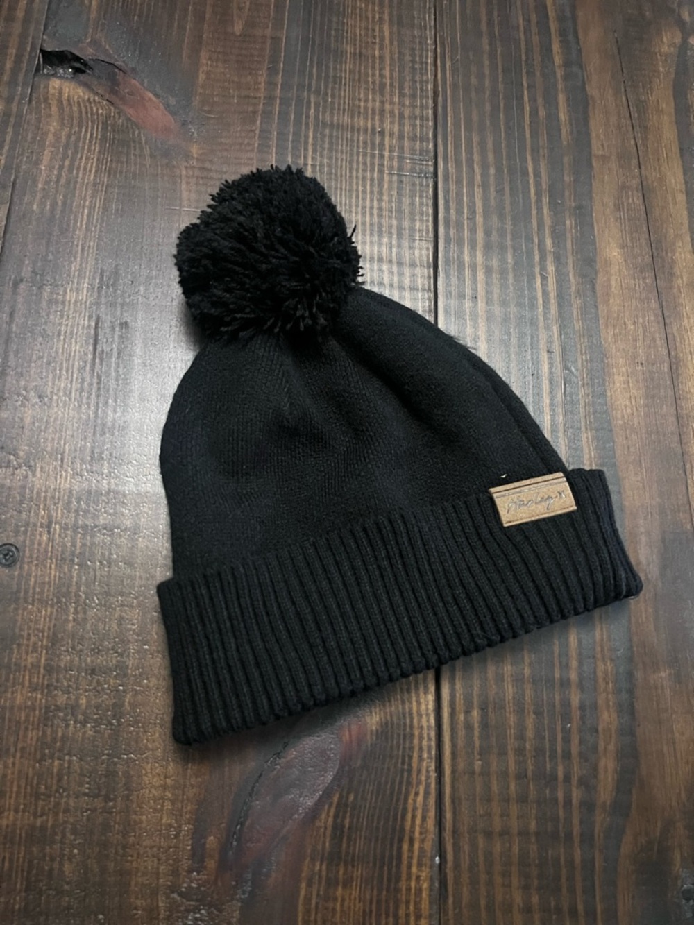 Hurley Black Knit Pom Beanie